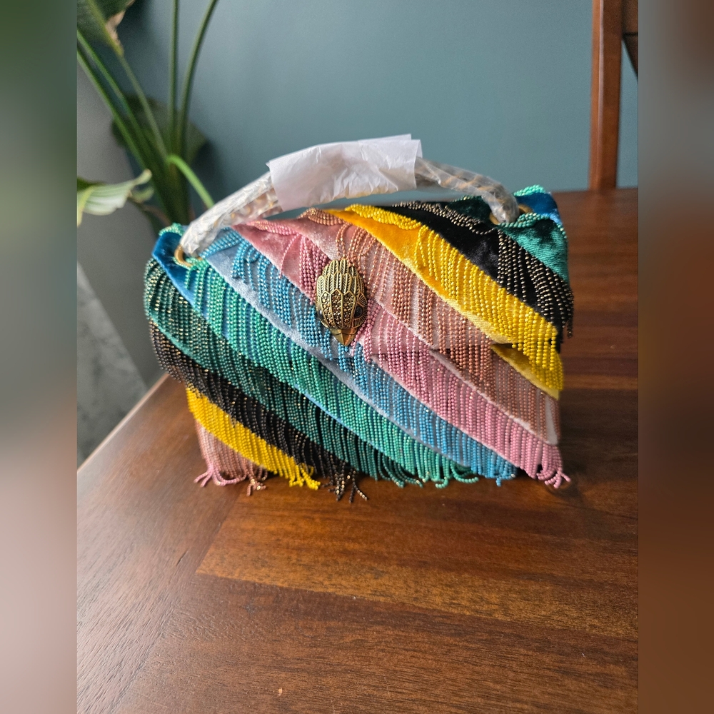 Kurt Geiger Multicolor Beaded Fringe Crossbody Bag